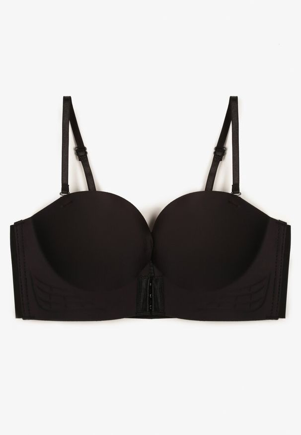 Born2be - Czarny Biustonosz Push Up Zapinany z Przodu Pariri. Kolor: czarny. Rodzaj stanika: push-up