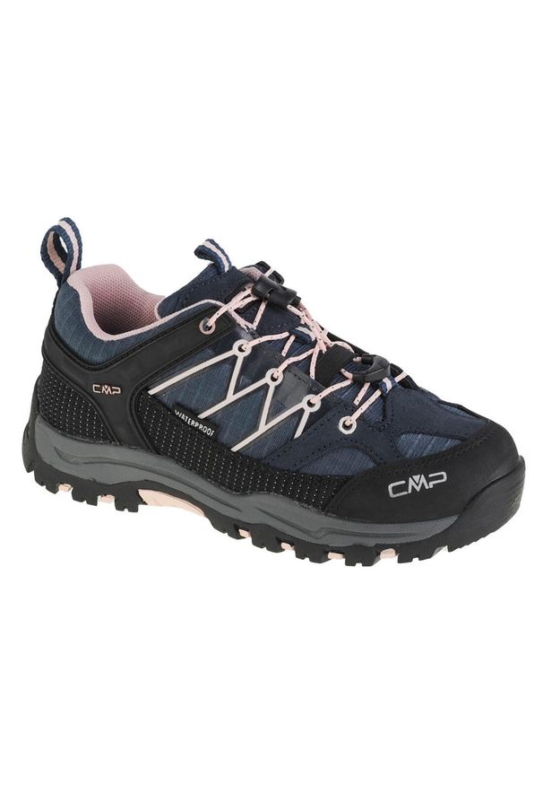 Buty trekkingowe dziewczęce, CMP Rigel Low Kids. Zapięcie: sznurówki. Kolor: wielokolorowy, niebieski, czarny. Materiał: guma, skóra, tkanina, materiał, syntetyk. Szerokość cholewki: normalna