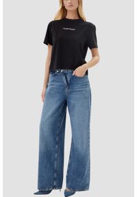 Guess - GUESS Niebieskie jeansy damskie z szeroką nogawką, Rozmiar XS. Okazja: na co dzień. Stan: podwyższony. Kolor: niebieski. Styl: casual, klasyczny #5