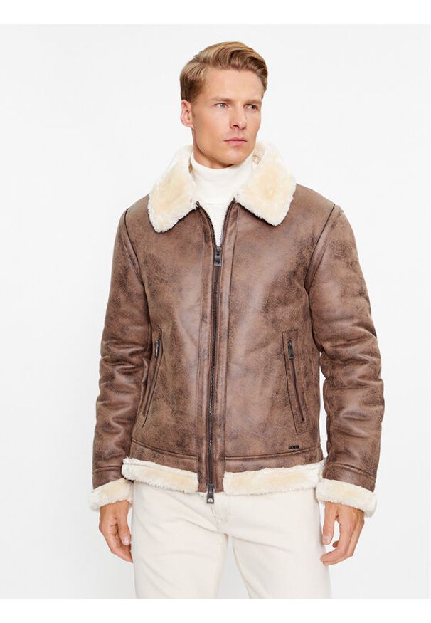 Guess Kurtka przejściowa M3BL24 WFP00 Brązowy Regular Fit. Kolor: brązowy. Materiał: syntetyk
