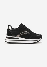 Born2be - Czarne Sneakersy z Delikatnymi Błyszczącymi Wstawkami Ablasta. Okazja: na co dzień. Kolor: czarny #3