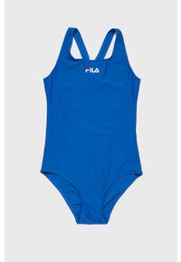 Fila jednoczęściowy strój kąpielowy dziecięcy. Kolor: niebieski. Materiał: materiał, dzianina. Rodzaj stanika: odpinane ramiączka