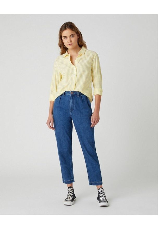 Wrangler - DAMSKA KOSZULA MATERIAŁOWA WRANGLER STRIPE SHIRT BUTTERCUP YELLO W5R6BDXJF 112130317. Materiał: materiał