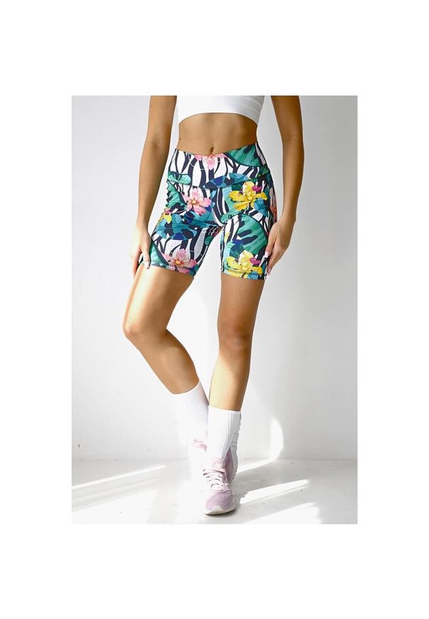 2SkIN - Krótkie legginsy damskie 2skin Moonflower. Kolor: wielokolorowy. Długość: krótkie. Sport: bieganie