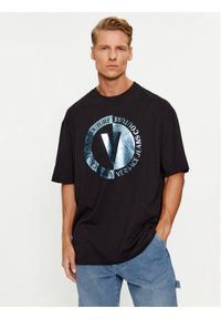 Versace Jeans Couture T-Shirt 75GAHF05 Czarny Oversize. Kolor: czarny. Materiał: bawełna
