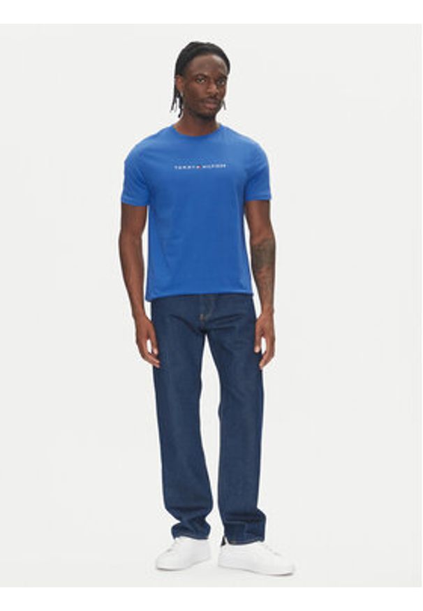 TOMMY HILFIGER - Tommy Hilfiger T-Shirt UM0UM03525 Niebieski Regular Fit. Kolor: niebieski. Materiał: bawełna