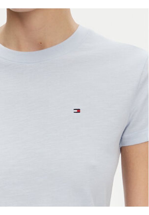 TOMMY HILFIGER - Tommy Hilfiger T-Shirt Slub WW0WW44433 Błękitny Slim Fit. Kolor: niebieski. Materiał: bawełna
