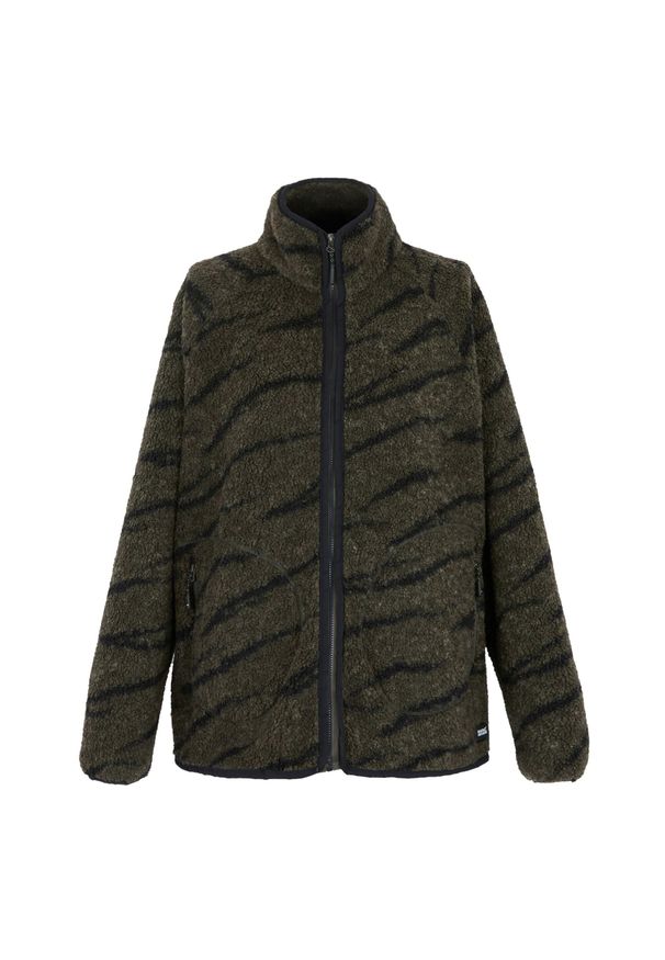 Regatta - Bluza Polarowa Damska Borg Pełen Suwak Frankie. Kolor: wielokolorowy, czarny, zielony. Materiał: polar. Sezon: zima. Styl: sportowy. Sport: turystyka piesza