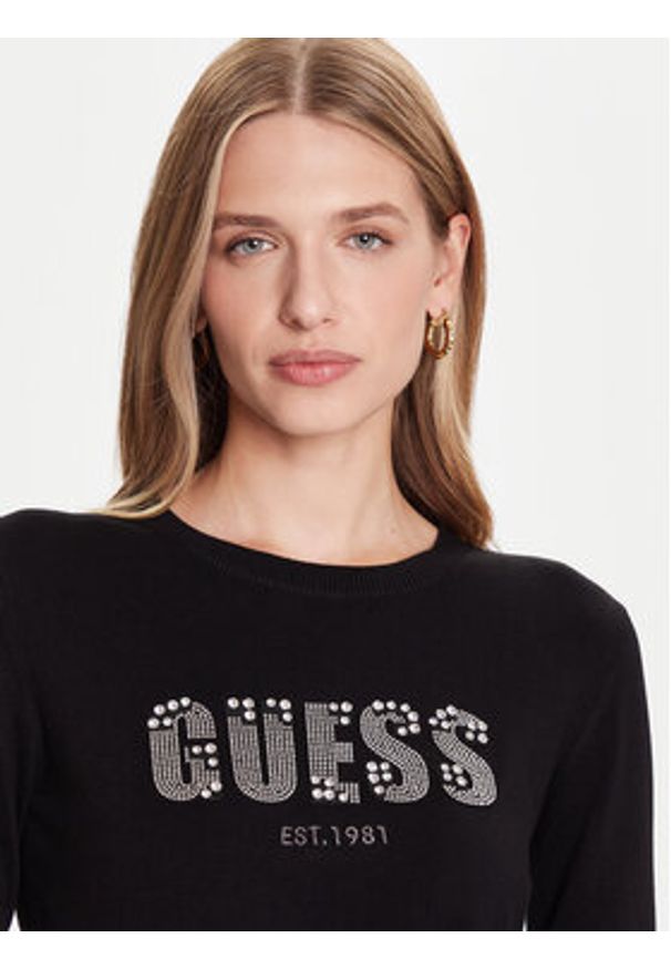 Guess Sweter W5BR40 Z2NQ2 Czarny Regular Fit. Kolor: czarny. Materiał: wiskoza