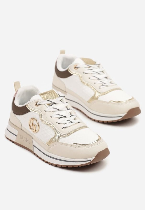 Born2be - Beżowe Sneakersy Ozdobione Metaliczną Aplikacją Zolamira. Okazja: na co dzień. Zapięcie: sznurówki. Kolor: beżowy. Materiał: jeans. Wzór: aplikacja. Sezon: wiosna, jesień. Obcas: na płaskiej podeszwie