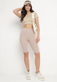 Born2be - Jasnobeżowe Casualowe Szorty Typu Kolarki Lidessa. Okazja: na co dzień. Kolor: beżowy. Materiał: materiał. Sezon: lato. Styl: casual #4