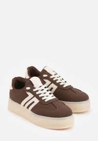 Renee - Brązowe Sneakersy w Stylu Klasycznych Tenisówek na Grubej Podeszwie Yenoinne. Kolor: brązowy #3