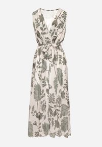 Born2be - Zielona Kopertowa Sukienka z Wiskozą z Wiązanym Paskiem Nativire. Okazja: na co dzień. Typ kołnierza: dekolt w serek. Kolor: zielony. Materiał: wiskoza. Typ sukienki: kopertowe. Styl: casual, elegancki, klasyczny #2