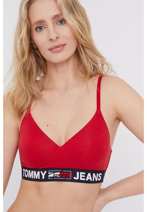 Tommy Jeans Biustonosz kolor czerwony. Kolor: czerwony