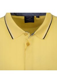 Koszulka Polo - Męska - Pako Jeans - Żółta, Kryte Guziki. Okazja: na co dzień. Typ kołnierza: polo. Kolor: żółty, wielokolorowy, złoty. Materiał: bawełna. Styl: casual #3