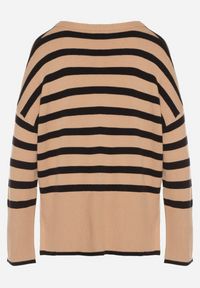 Born2be - Czarny Sweter o Kroju Oversize z Motywem Pasków Irtusa. Okazja: na co dzień. Kolor: czarny. Materiał: jeans. Styl: casual #4