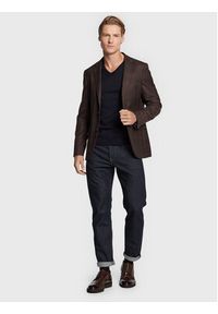 BOSS - Boss Sweter Melba-P 50468261 Granatowy Slim Fit. Kolor: niebieski. Materiał: wełna