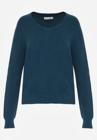 Born2be - Niebieski Sweter z Wiskozą i Wełną z Dekoltem w Serek Claida. Okazja: na co dzień. Typ kołnierza: dekolt w serek. Kolor: niebieski. Materiał: wełna, wiskoza. Styl: casual #7