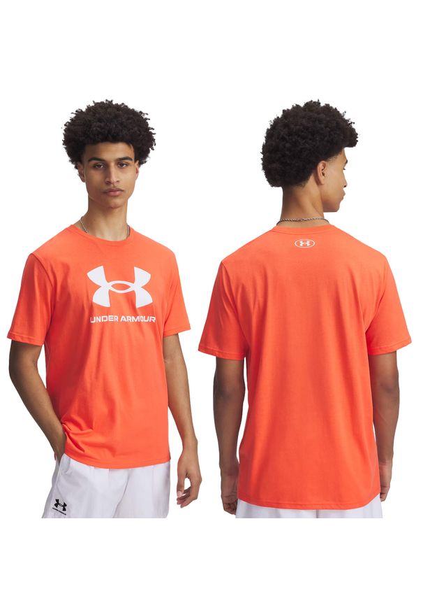 Koszulka fitness męska Under Armour z krótkim rękawem. Kolor: pomarańczowy. Długość rękawa: krótki rękaw. Długość: krótkie. Sport: fitness
