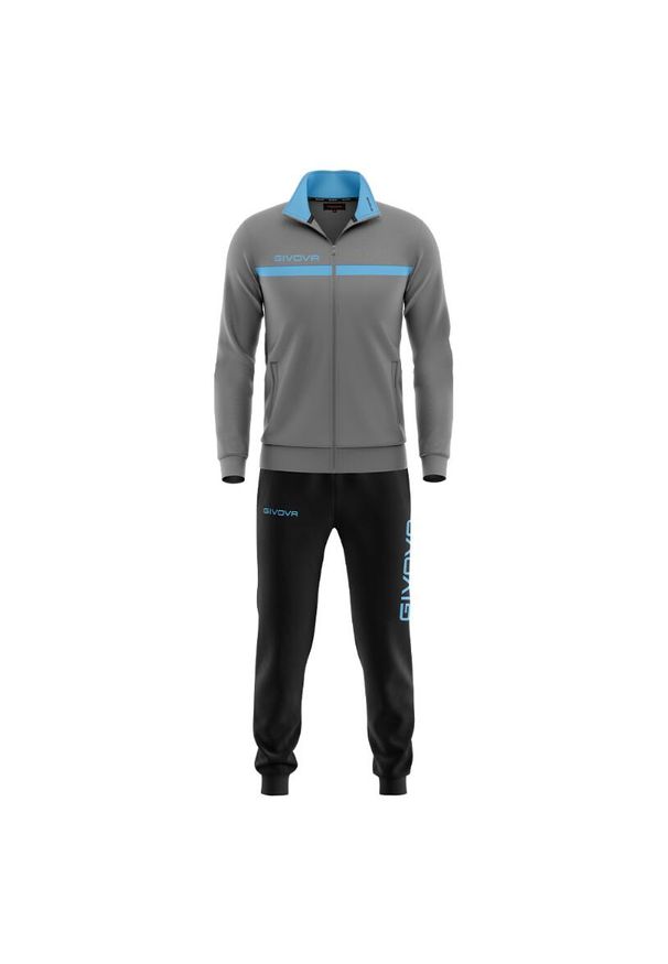 Givova One Polarfleece z pełnym zamkiem 4XS. Kolor: czarny, szary, wielokolorowy. Materiał: dresówka. Sport: fitness, piłka nożna
