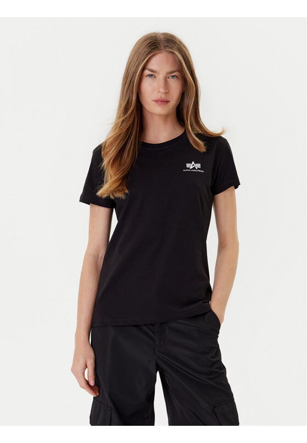 Alpha Industries T-Shirt Basic T Small Logo 196054 Czarny Regular Fit. Kolor: czarny. Materiał: bawełna