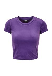 Urban Classics - Aksamitna Krótka Koszulka Damska. Kolor: fioletowy. Długość: krótkie. Sport: turystyka piesza #1