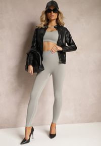 Renee - Czarna Kurtka w Stylu Motocyklowym z Ekoskóry Zapinana na Zamek Błyskawiczny Fagolia. Okazja: na co dzień. Kolor: czarny. Materiał: jeans. Styl: elegancki, casual #5