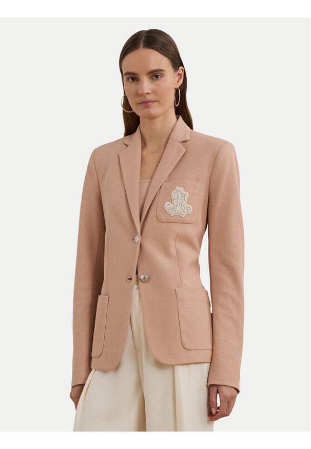 Lauren Ralph Lauren - LAUREN RALPH LAUREN Marynarka 200797305023 Różowy Slim Fit. Kolor: różowy. Materiał: bawełna, syntetyk