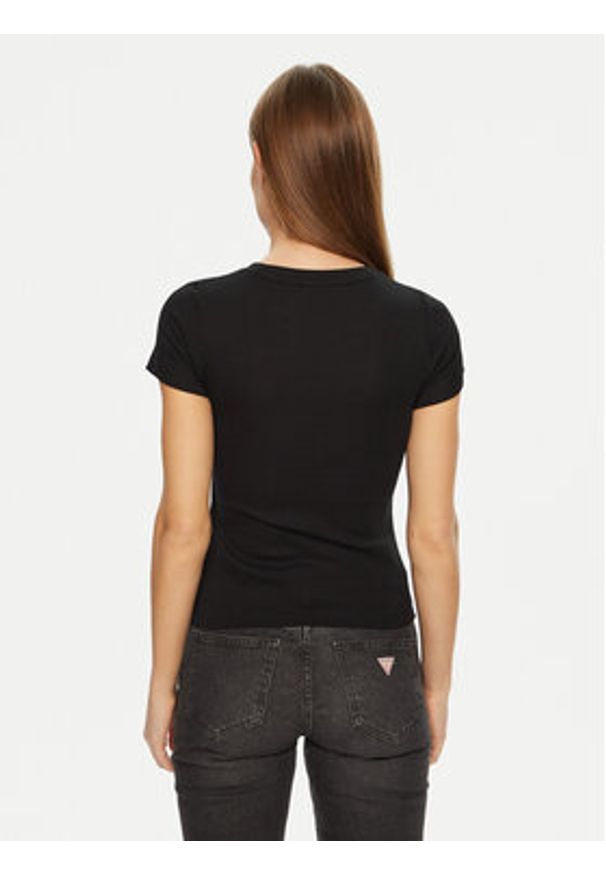 Guess Jeans T-Shirt W5RI57 KA0H1 Czarny Slim Fit. Kolor: czarny. Materiał: bawełna