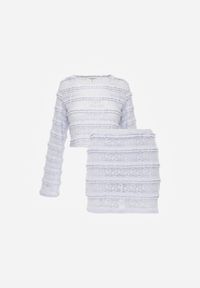 Born2be - Niebieski Koronkowy Komplet Bluzka z Długim Rękawem i Spódnico-Spodenki Lupeiros. Kolor: niebieski. Materiał: koronka #7