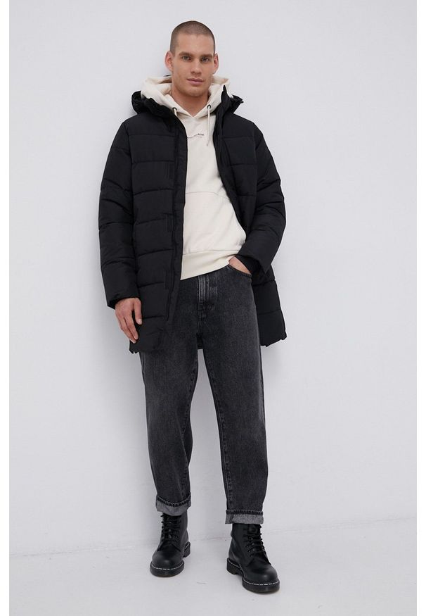 Only & Sons - Kurtka przeciwdeszczowa. Okazja: na co dzień. Kolor: czarny. Materiał: materiał. Wzór: gładki. Styl: casual