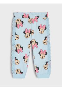 Sinsay - Spodnie dresowe jogger z ozdobną koronką Minnie Mouse - niebieski. Kolor: niebieski. Materiał: koronka, dresówka. Wzór: motyw z bajki, koronka #1