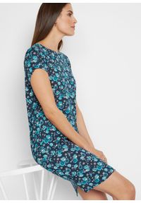 bonprix - Sukienka T-shirtowa z rozcięciami po bokach (2 szt.), z czystej bawełny. Kolor: niebieski. Materiał: bawełna. Długość rękawa: krótki rękaw #3