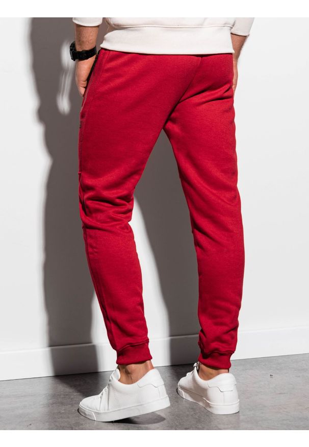 Ombre Clothing - Spodnie męskie dresowe joggery - czerwone V4 P902 - XXL. Kolor: czerwony. Materiał: dresówka. Wzór: nadruk. Styl: sportowy