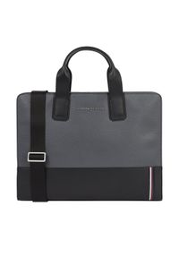 TOMMY HILFIGER - Tommy Hilfiger Torba na laptopa Th Central Slim Computer Bag AM0AM12447 Szary. Kolor: szary. Materiał: skóra