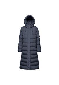 Damska długa kurtka z kapturem Geox Anylla. Typ kołnierza: kaptur. Kolor: niebieski. Materiał: puch. Długość: długie #1