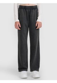 4f - 4F Spodnie dresowe z szerokimi nogawkami dziewczęce - szare 122 (6-7 lat). Okazja: na co dzień. Kolor: szary. Materiał: dresówka. Sezon: lato. Styl: casual #2