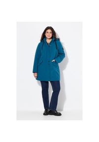 ULLA POPKEN - Damskie Kurtka długa softshellowa HYPRAR hydrofobowa kaptur. Kolekcja: plus size. Kolor: zielony. Materiał: materiał, poliester, elastan. Długość: długie. Sport: turystyka piesza #1