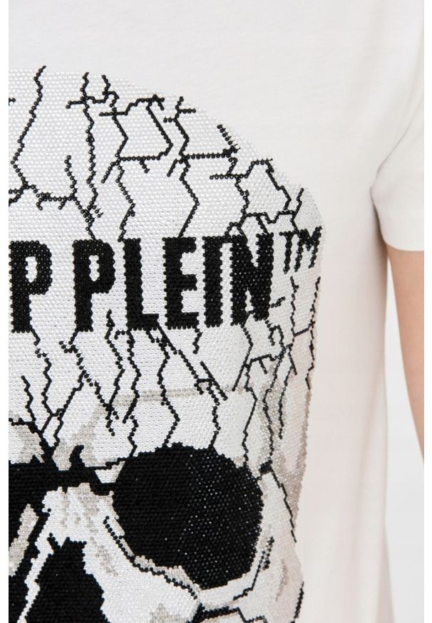 Philipp Plein - PHILIPP PLEIN Męski t-shirt biały z popękaną czaszką, Rozmiar XXL. Kolor: biały