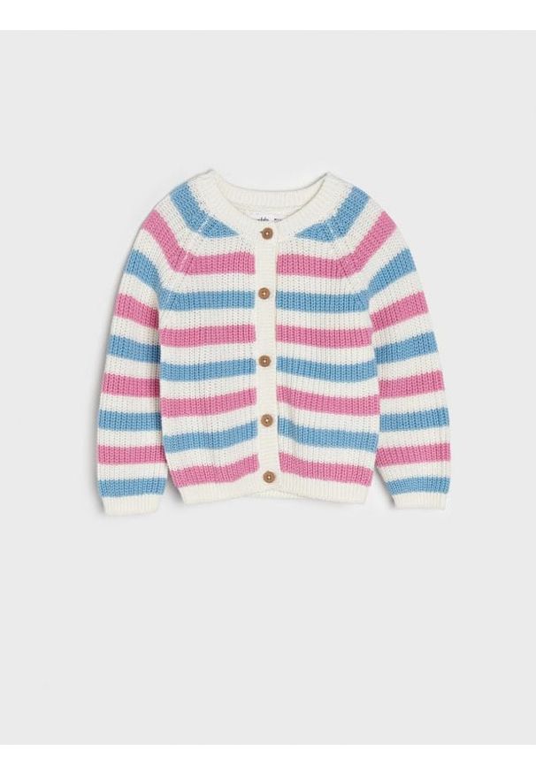 Sinsay - Sweter - wielobarwny. Materiał: bawełna. Długość rękawa: długi rękaw. Długość: długie. Wzór: paski