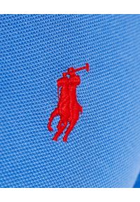 Ralph Lauren - RALPH LAUREN - Niebieska koszulka Polo Mesh Slim Fit. Typ kołnierza: polo. Kolor: niebieski. Materiał: mesh. Wzór: haft #3