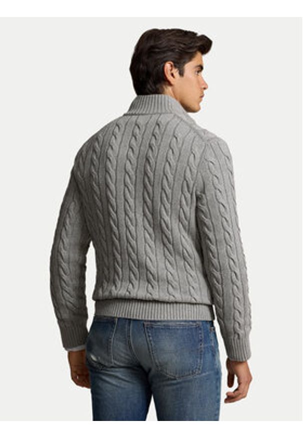 Polo Ralph Lauren Sweter 710810841002 Szary Regular Fit. Typ kołnierza: polo. Kolor: szary. Materiał: bawełna