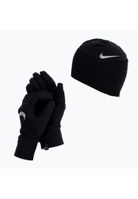 Zestaw czapka + rękawiczki damskie Nike Essential Running. Kolor: czarny