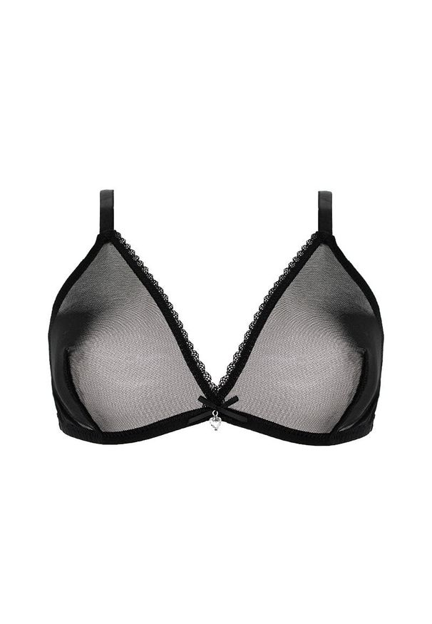 Intica - Biustonosz gładki miękki z elastycznym wykończeniem Ivi. Kolor: czarny. Materiał: materiał. Wzór: gładki