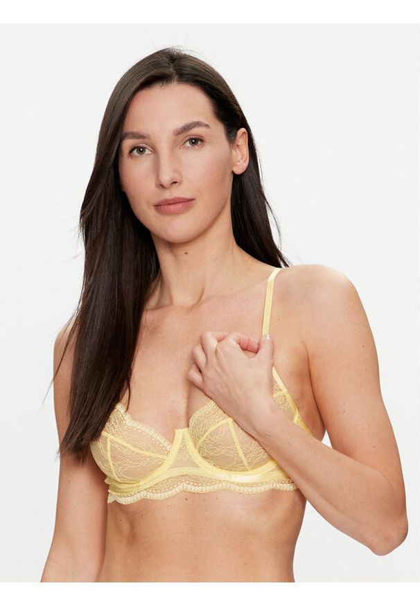 Hunkemöller Biustonosz z fiszbiną Isabelle 205389 Żółty. Kolor: żółty. Materiał: syntetyk