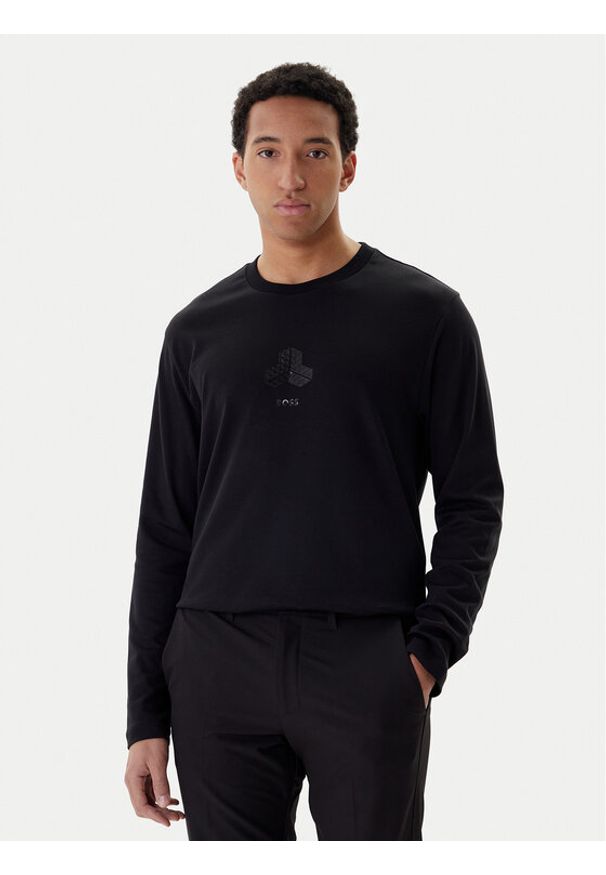 BOSS Longsleeve Mirror Togn 50549414 Czarny Relaxed Fit. Kolor: czarny. Materiał: bawełna. Długość rękawa: długi rękaw