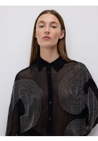 Reserved - Koszula z ozdobnymi detalami - czarny. Kolor: czarny. Materiał: wiskoza, tkanina #1