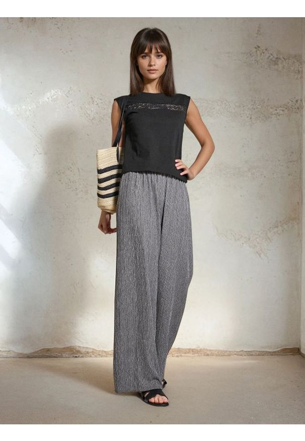 Sinsay - Spodnie wide leg - wielobarwny