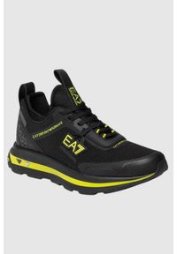 EA7 Emporio Armani - EA7 Czarne sneakersy z zielonymi elementami. Kolor: czarny #1
