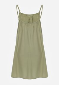 Renee - Zielona Casualowa Sukienka z Wiskozy o Prostym Kroju z Ramiączkami z Regulacją Wilantia. Okazja: na co dzień. Kolor: zielony. Materiał: wiskoza. Długość rękawa: na ramiączkach. Wzór: kolorowy. Typ sukienki: proste. Styl: casual #8